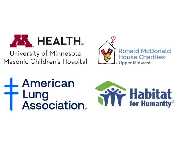 American Eagle Community Partners; U of M Masonic Childrens Hospital, Ronald McDonnald House Charities, American Lung Ass. Habitat for Humanity. 